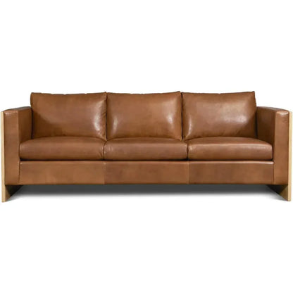 Mendenhall Premium Leather Sofa with Wood - LOOMLAN - One For Victory - Sofas & Loveseats