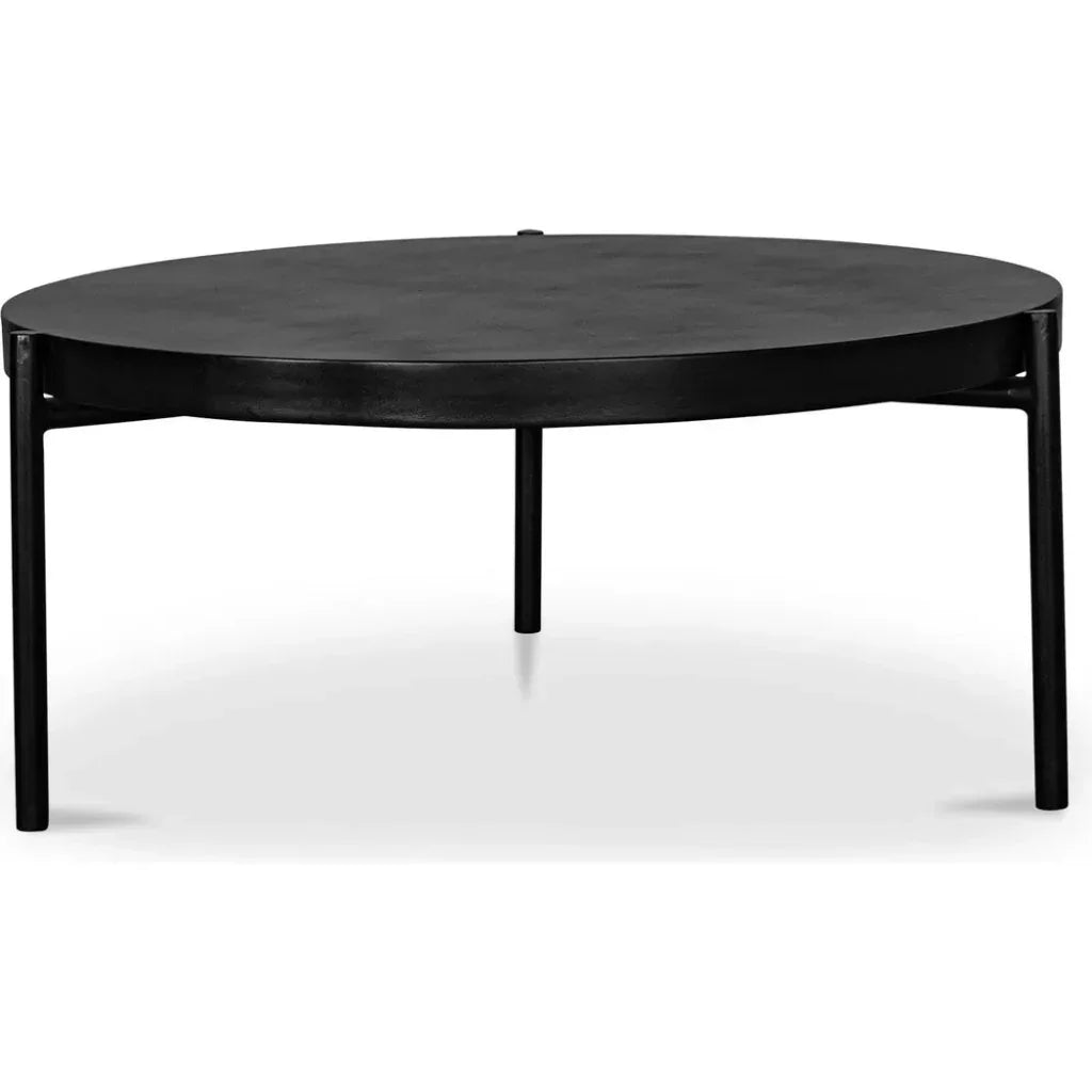 Mendez Concrete & Black Round Outdoor Coffee Table-Outdoor Coffee Tables-Moe's Home-LOOMLAN
