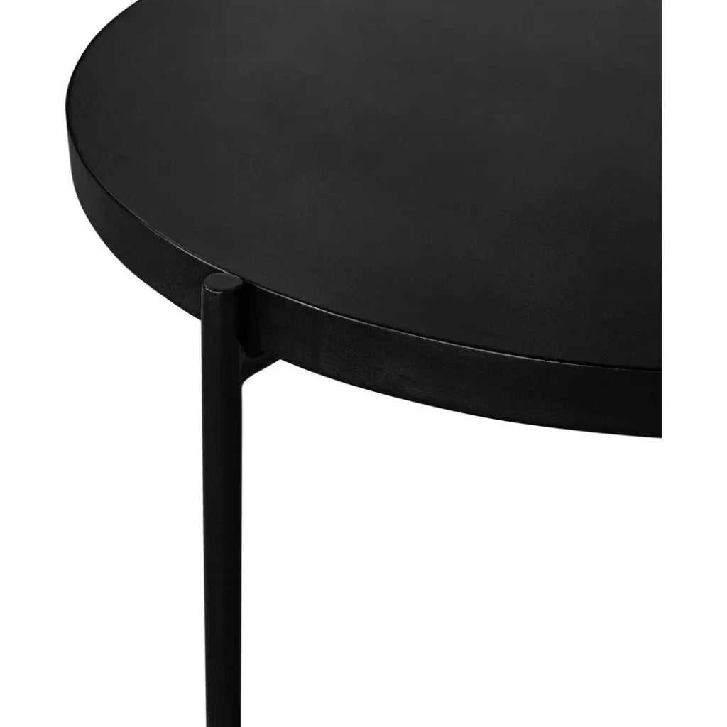 Mendez Concrete & Black Round Outdoor Coffee Table-Outdoor Coffee Tables-Moe's Home-LOOMLAN