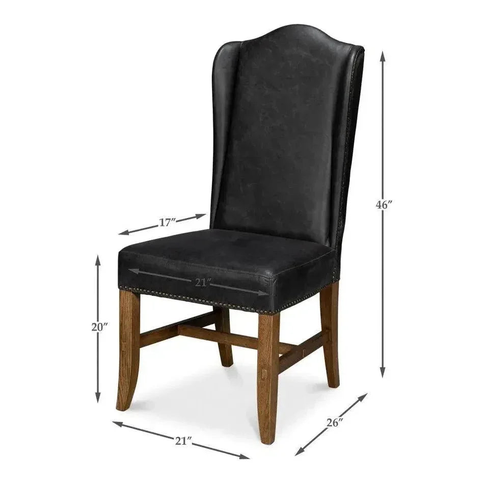 Mercado High Back Leather Dining Chair 2PC - LOOMLAN - Sarreid - Dining Chairs