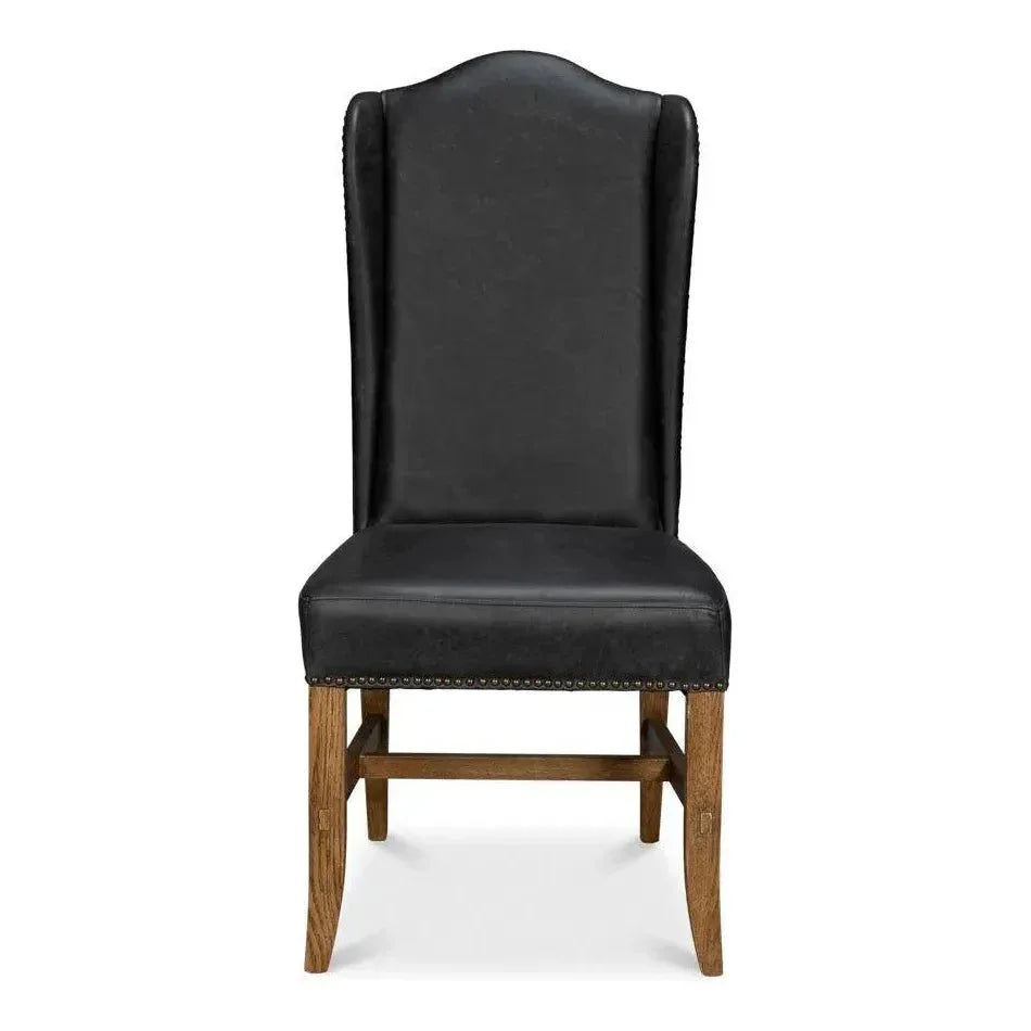 Mercado High Back Leather Dining Chair 2PC - LOOMLAN - Sarreid - Dining Chairs