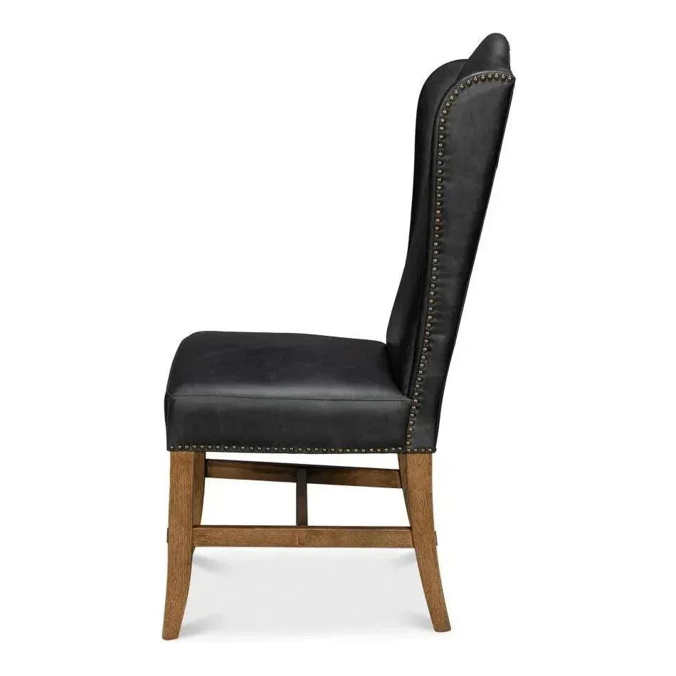 Mercado High Back Leather Dining Chair 2PC - LOOMLAN - Sarreid - Dining Chairs