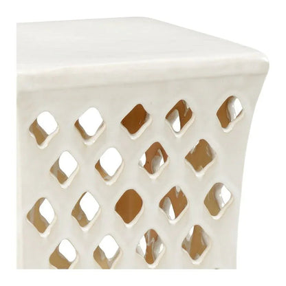 Merideth White Glaze Ceramic Outdoor Garden Stool-Garden Stools-Chelsea House-LOOMLAN