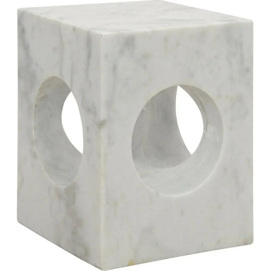 Merlin Marble White Square Side Table - LOOMLAN - Noir - Side Tables