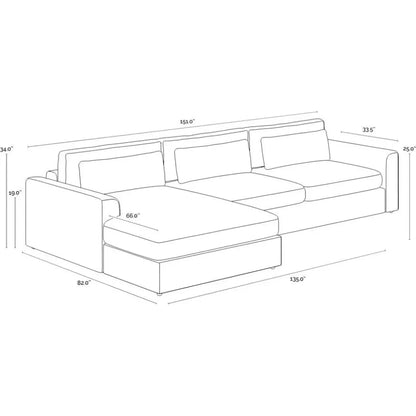 Merrick Fabric Sofa Chaise-Modular Sofas-SUNPAN-LOOMLAN
