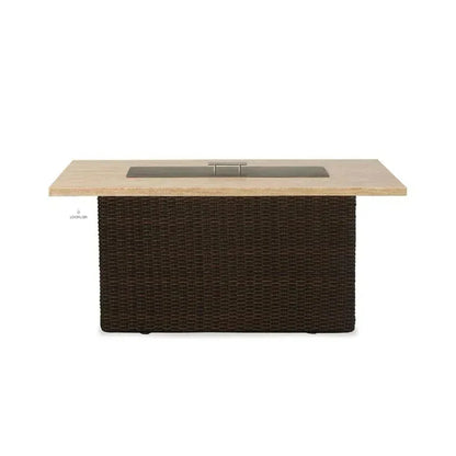 Mesa Rectangular Fire Table Gray Travertine-Outdoor Fire Tables-Lloyd Flanders-LOOMLAN