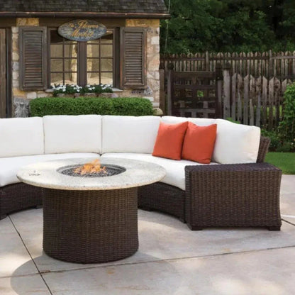 Mesa Round Fire Table Gray Travertine Lloyd Flanders-Outdoor Fire Tables-Lloyd Flanders-LOOMLAN