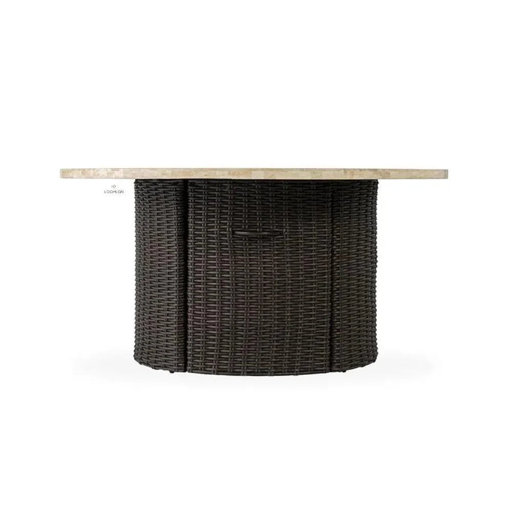 Mesa Round Fire Table Light Travertine Lloyd Flanders-Outdoor Fire Tables-Lloyd Flanders-LOOMLAN