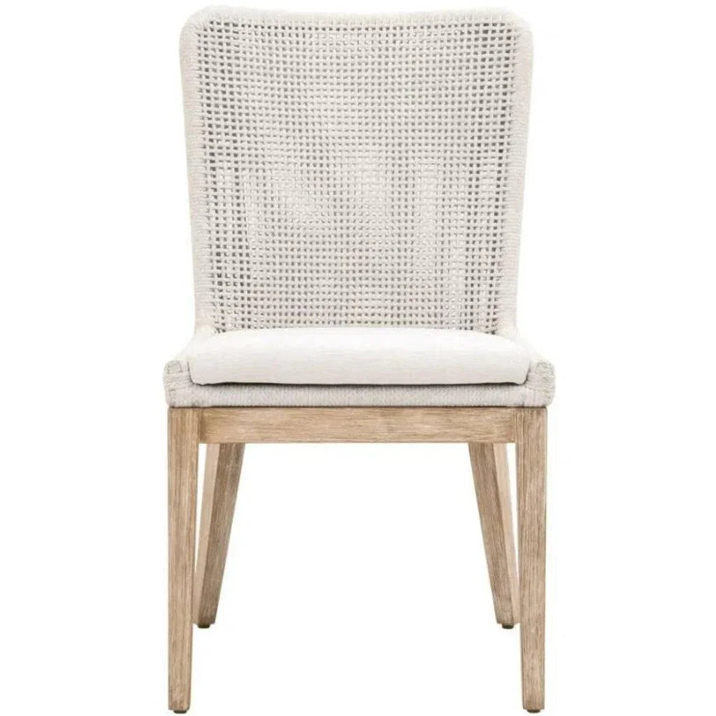 Mesh Dining Chair 2PC White Rope & Wood - LOOMLAN - Essentials For Living - Dining Chairs
