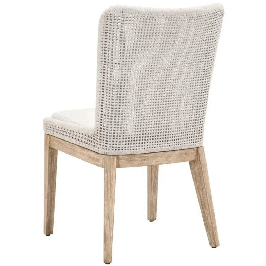 Mesh Dining Chair 2PC White Rope & Wood - LOOMLAN - Essentials For Living - Dining Chairs