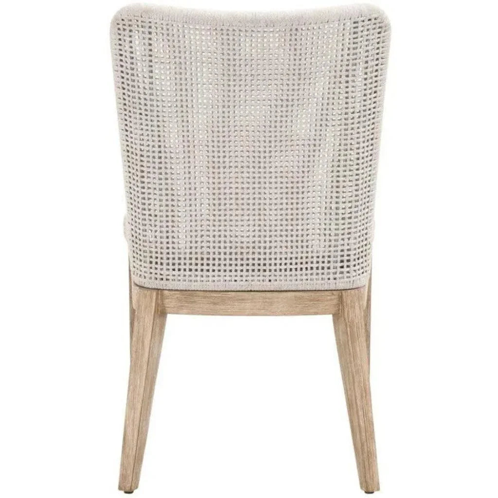 Mesh Dining Chair 2PC White Rope & Wood - LOOMLAN - Essentials For Living - Dining Chairs