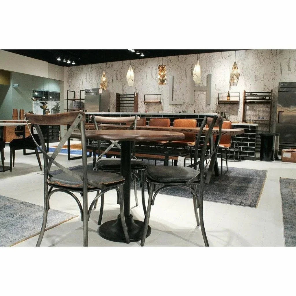 Metal Crossback Leather Dining Chair 2PC - LOOMLAN - LH Imports - Dining Chairs