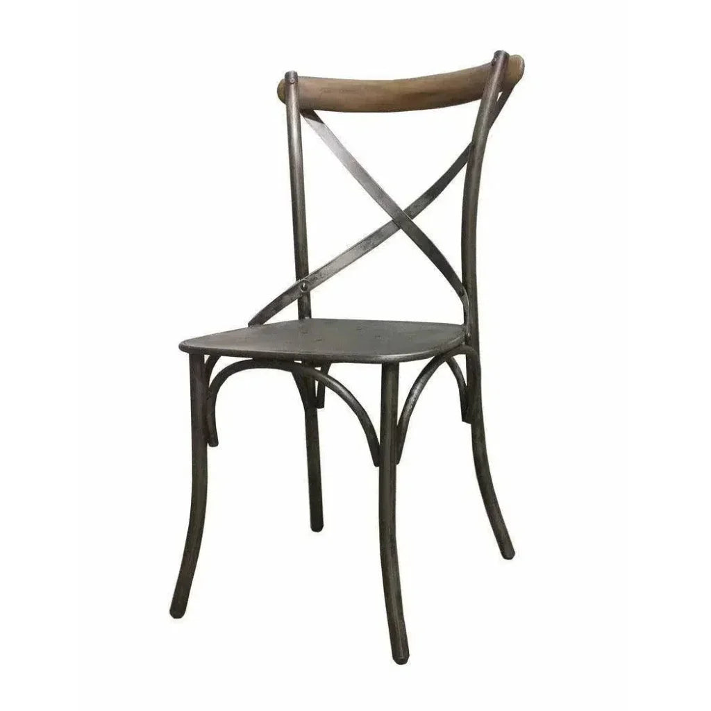Metal Crossback Leather Dining Chair 2PC - LOOMLAN - LH Imports - Dining Chairs