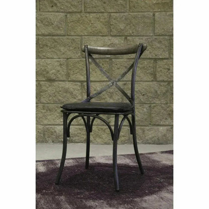 Metal Crossback Leather Dining Chair 2PC - LOOMLAN - LH Imports - Dining Chairs