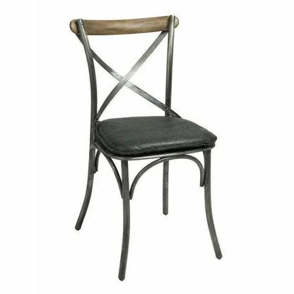 Metal Crossback Leather Dining Chair 2PC - LOOMLAN - LH Imports - Dining Chairs