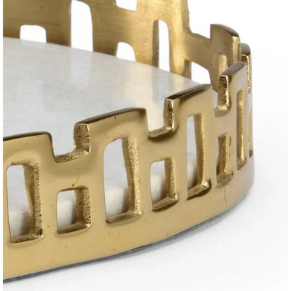 Metalic Gold Framed Marble Tray - LOOMLAN - Chelsea House - Trays