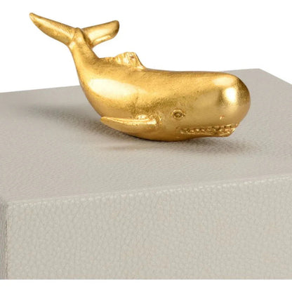 Metallic Gold Whale Handled Faux Leather Box - LOOMLAN - Chelsea House - Boxes & Bowls