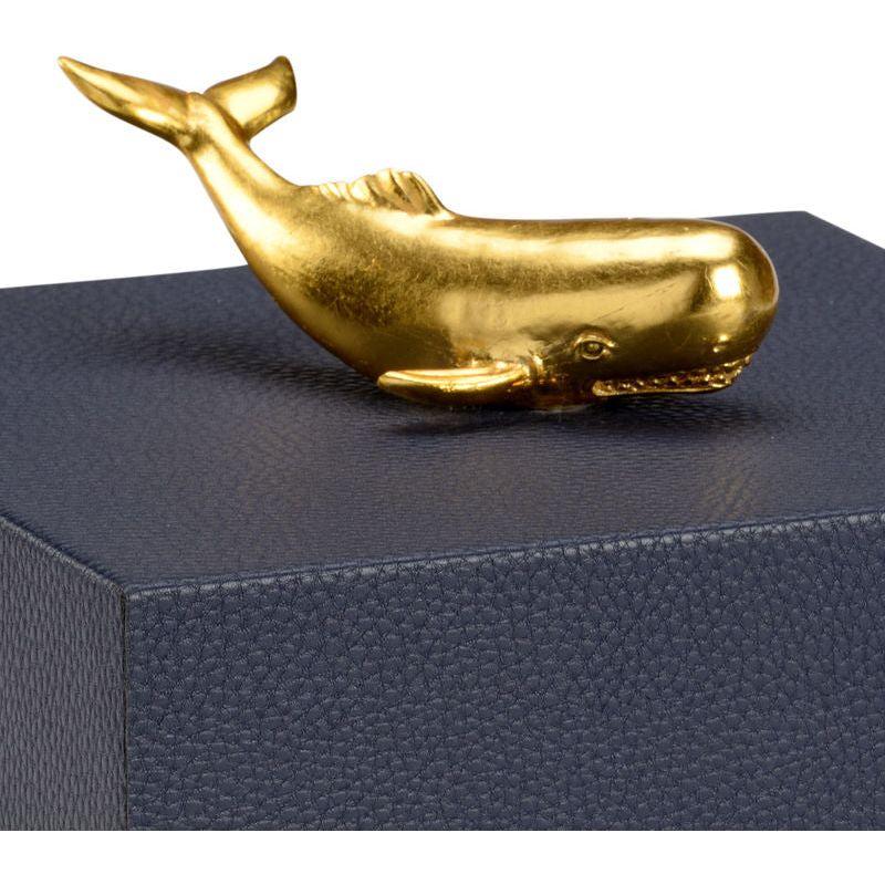 Metallic Gold Whale Handled Faux Leather Box - LOOMLAN - Chelsea House - Boxes & Bowls