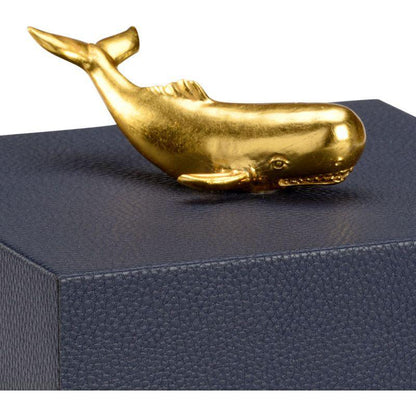 Metallic Gold Whale Handled Faux Leather Box - LOOMLAN - Chelsea House - Boxes & Bowls