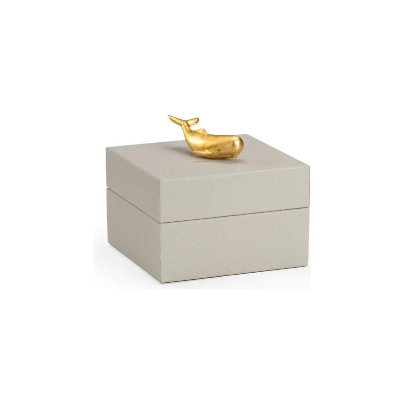 Metallic Gold Whale Handled Faux Leather Box - LOOMLAN - Chelsea House - Boxes & Bowls