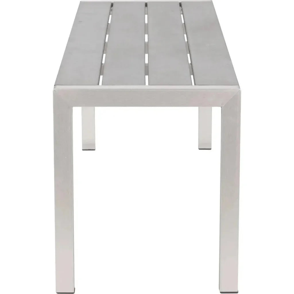 Metropolitan Double Bench Brushed Aluminum-Outdoor Benches-Zuo Modern-LOOMLAN