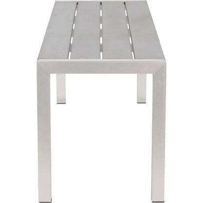 Metropolitan Double Bench Brushed Aluminum-Outdoor Benches-Zuo Modern-LOOMLAN