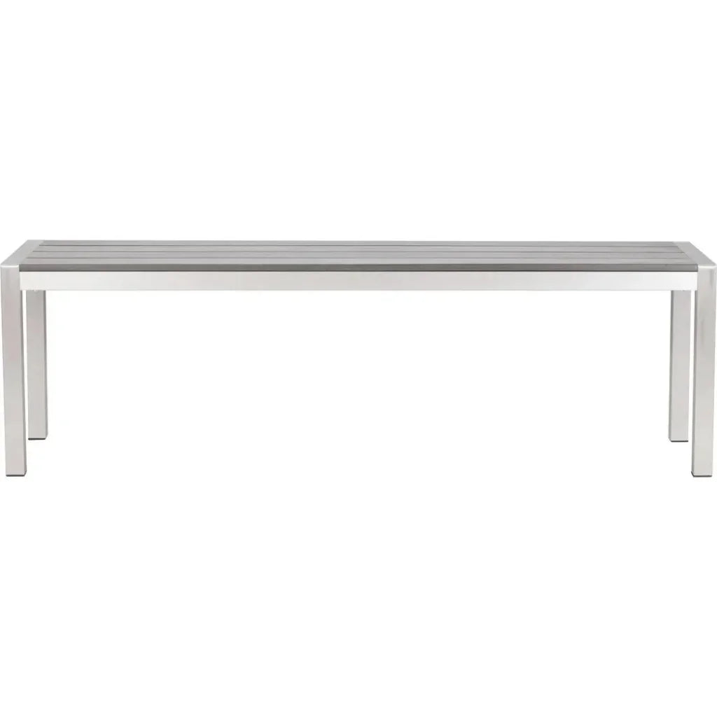 Metropolitan Double Bench Brushed Aluminum-Outdoor Benches-Zuo Modern-LOOMLAN