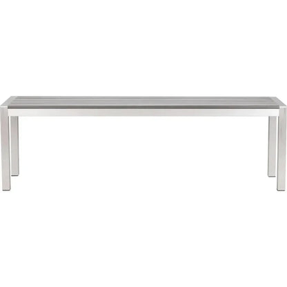 Metropolitan Double Bench Brushed Aluminum-Outdoor Benches-Zuo Modern-LOOMLAN