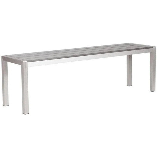 Metropolitan Double Bench Brushed Aluminum-Outdoor Benches-Zuo Modern-LOOMLAN