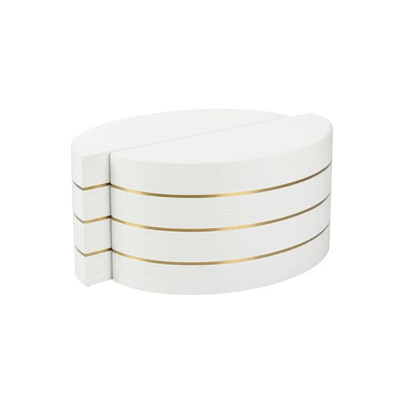 Mezzaluna Bunching White Lacquered Textured Table (Set of 2) - LOOMLAN - Chelsea House - Coffee Tables