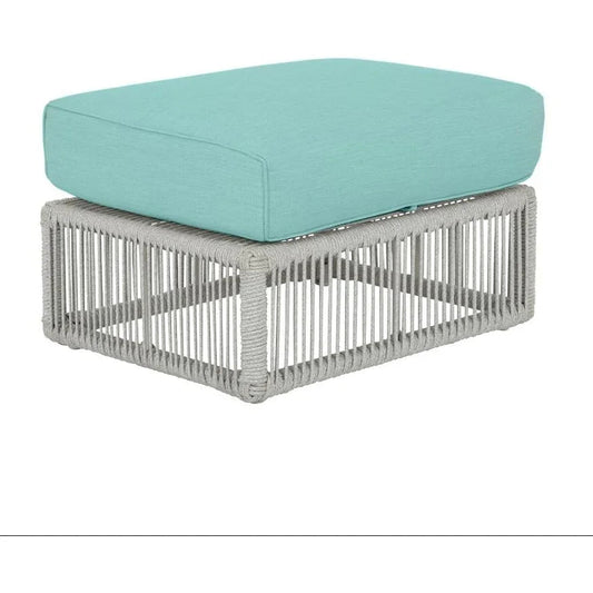 Miami Sunbrella Plush Outdoor Ottoman-Outdoor Ottomans-Sunset West-Dupione Celeste-LOOMLAN