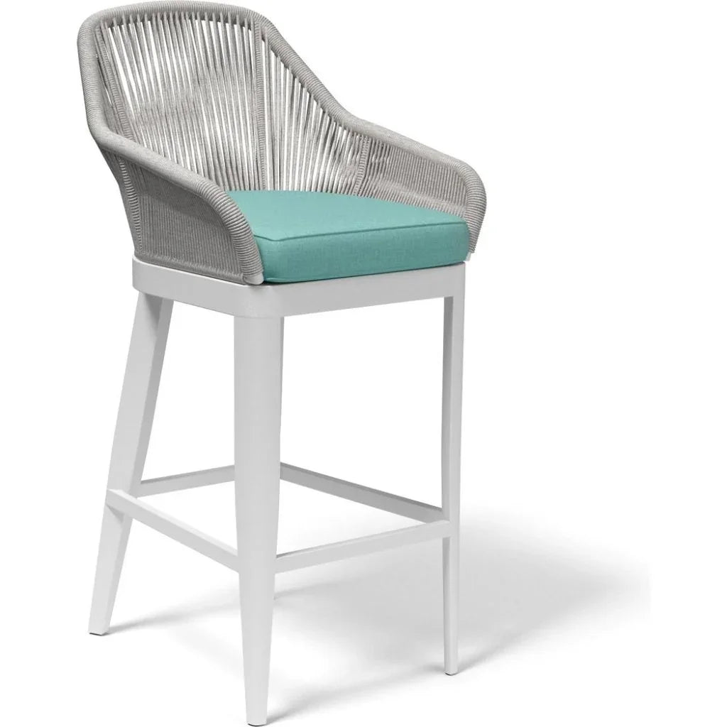 Miami Sunbrella Weatherproof Outdoor Bar Stool-Outdoor Bar Stools-Sunset West-Dupione Celeste-LOOMLAN