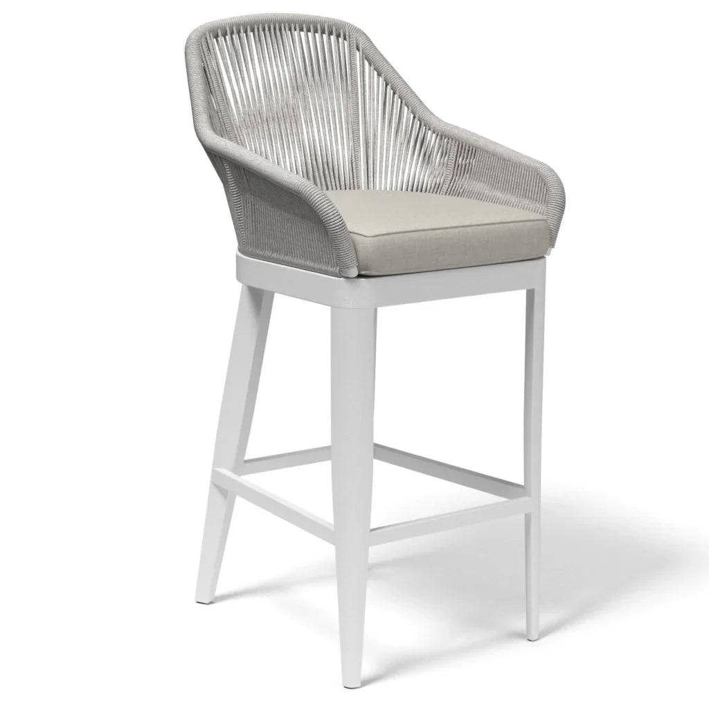 Miami Sunbrella Weatherproof Outdoor Bar Stool-Outdoor Bar Stools-Sunset West-Echo Ash-LOOMLAN
