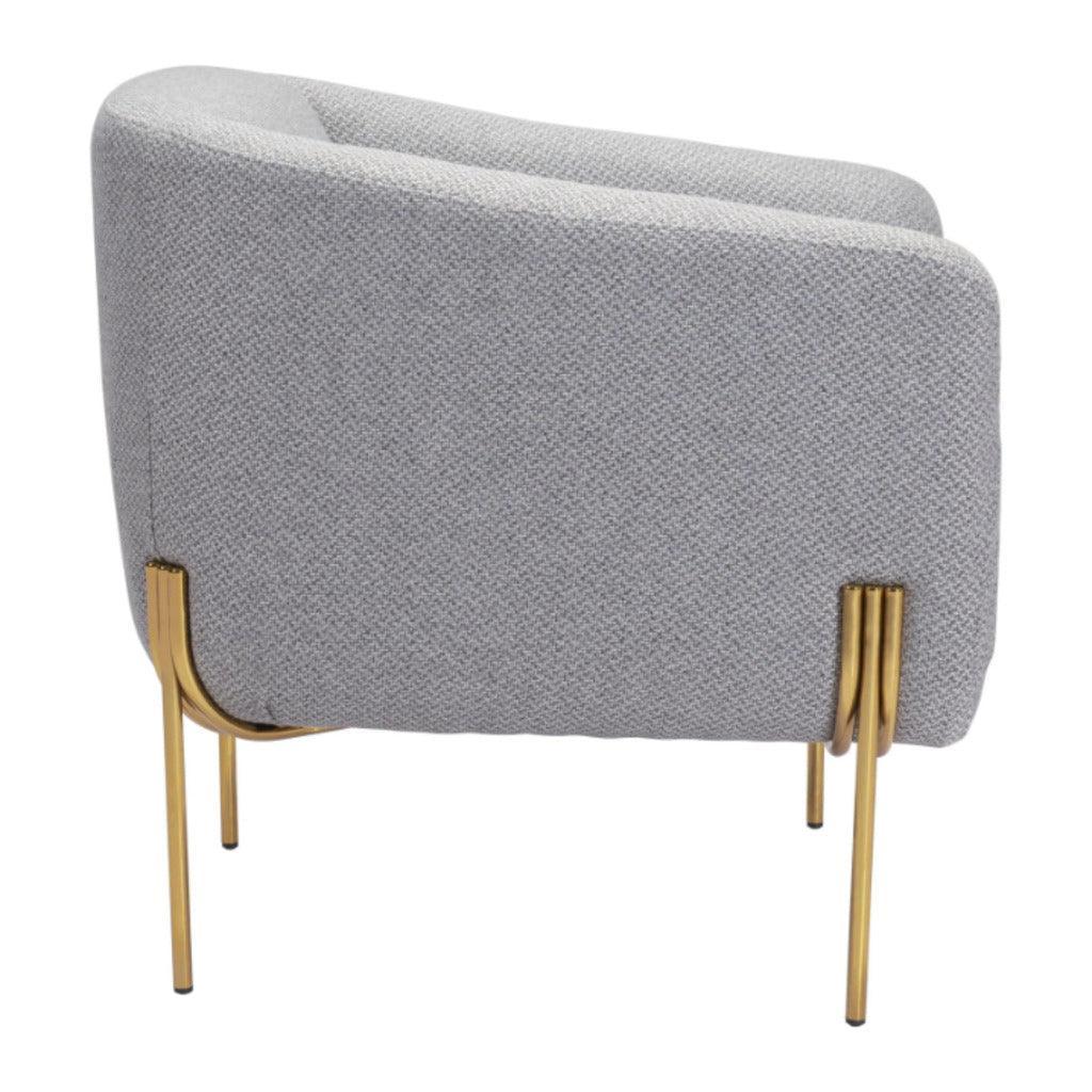 Micaela Arm Chair Gray & Gold - LOOMLAN - Zuo Modern - Club Chairs