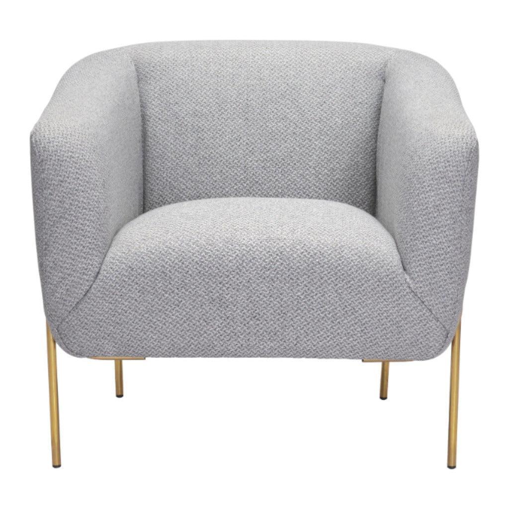 Micaela Arm Chair Gray & Gold - LOOMLAN - Zuo Modern - Club Chairs