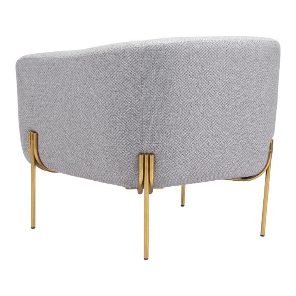Micaela Arm Chair Gray & Gold - LOOMLAN - Zuo Modern - Club Chairs