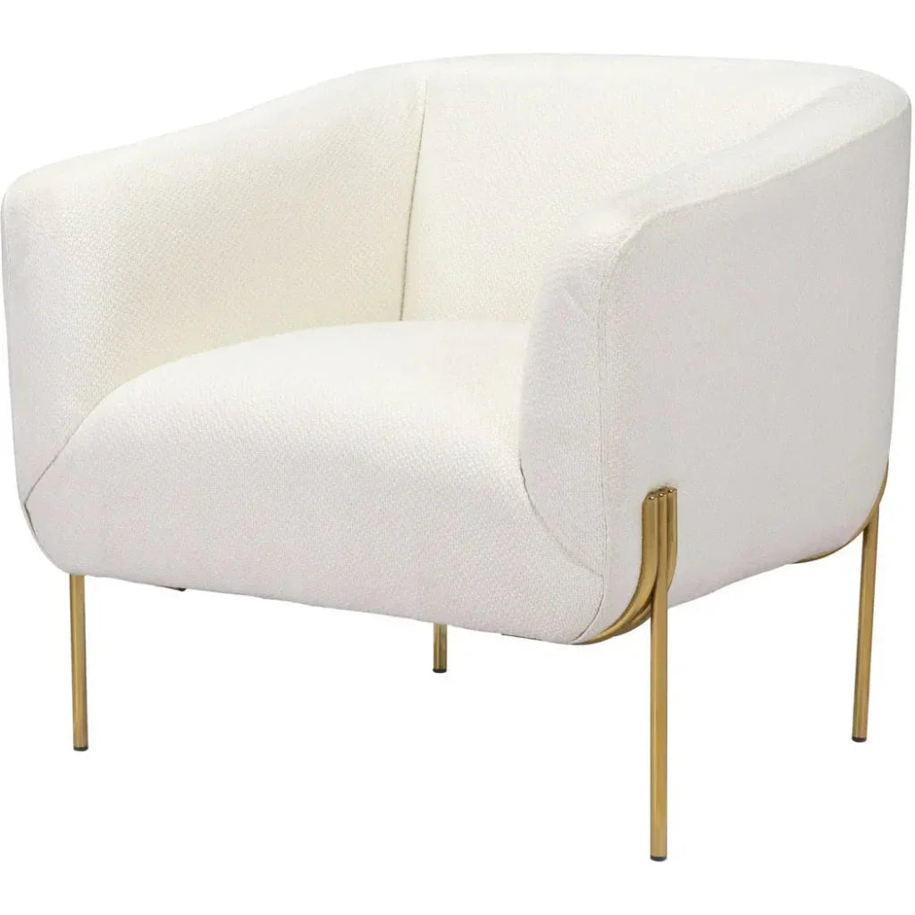 Micaela Arm Chair Ivory & Gold - LOOMLAN - Zuo Modern - Club Chairs