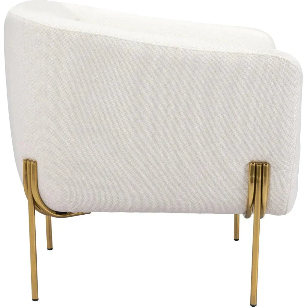 Micaela Arm Chair Ivory & Gold - LOOMLAN - Zuo Modern - Club Chairs