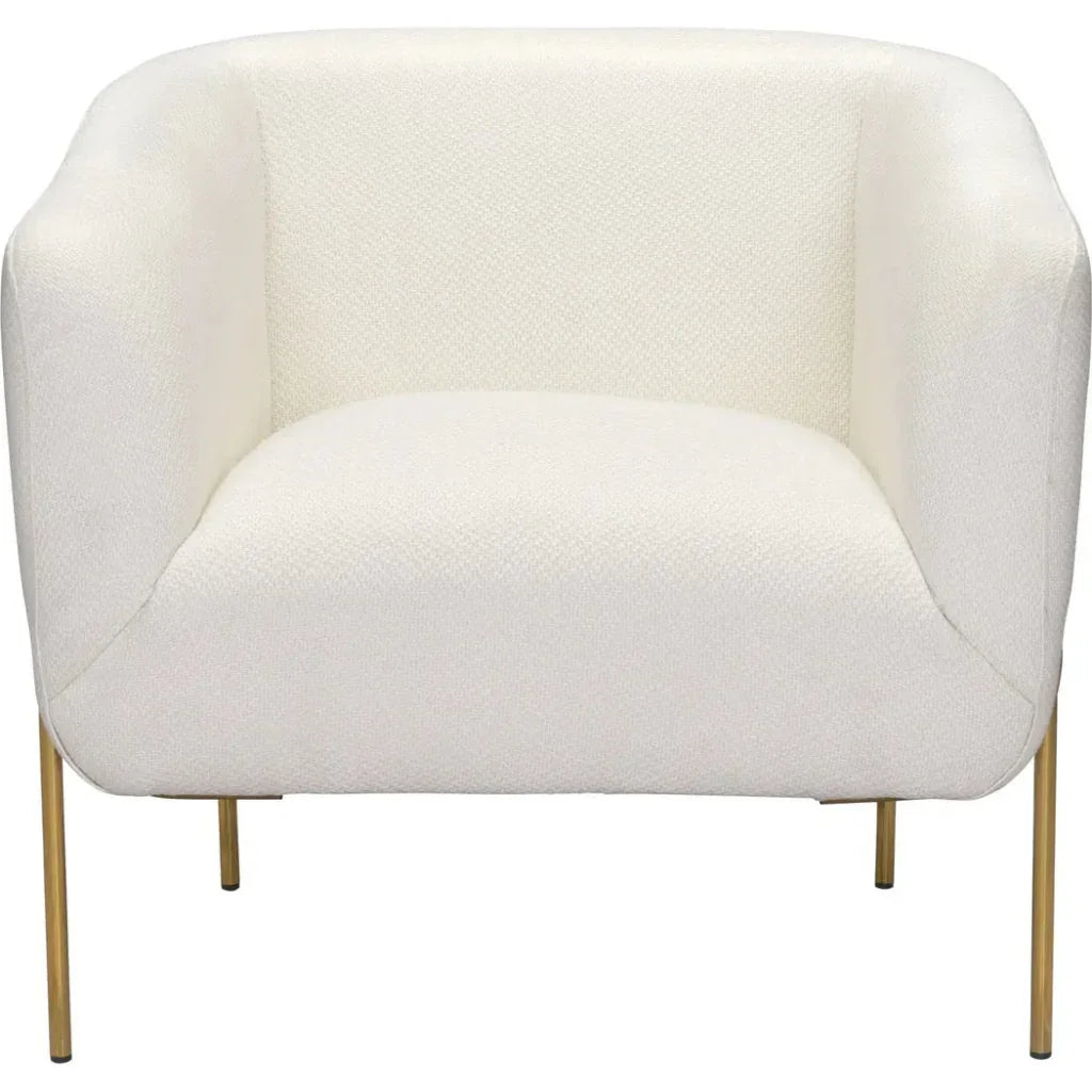 Micaela Arm Chair Ivory & Gold - LOOMLAN - Zuo Modern - Club Chairs