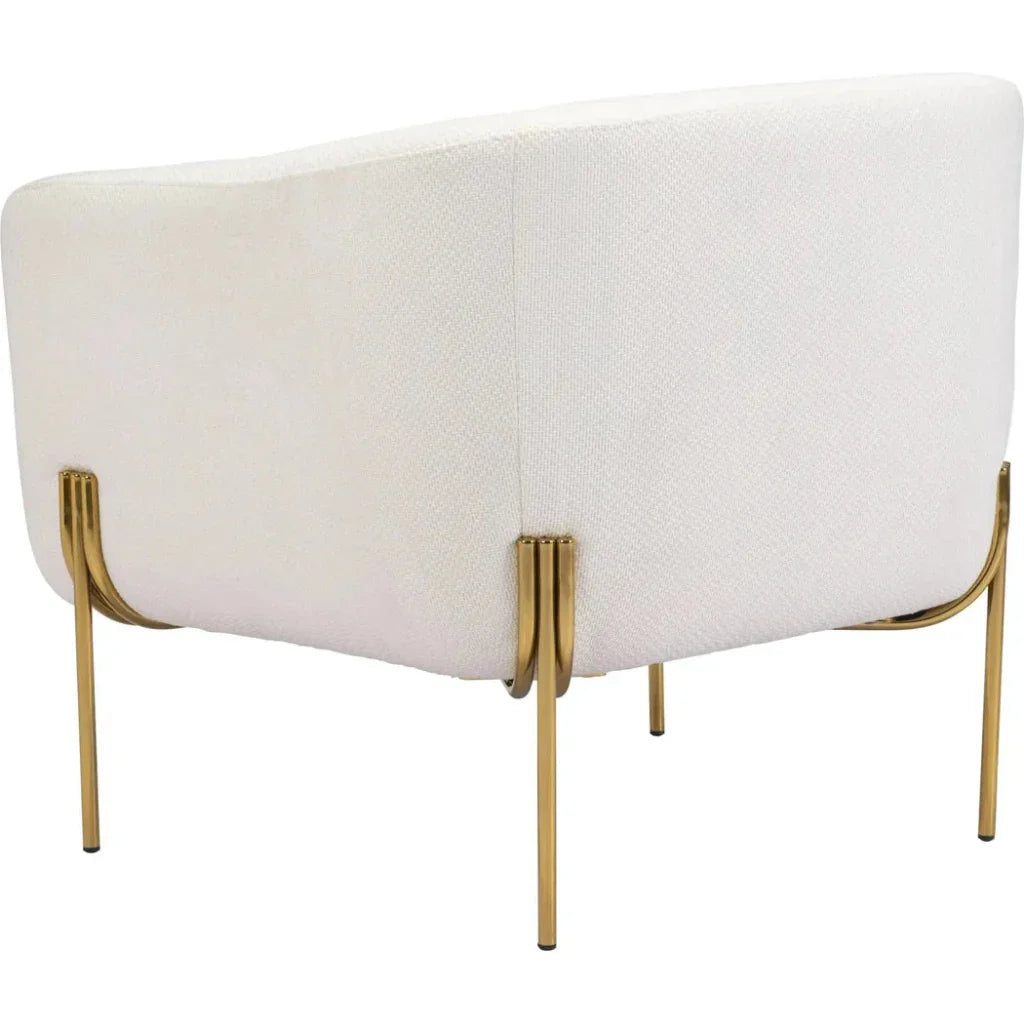 Micaela Arm Chair Ivory & Gold - LOOMLAN - Zuo Modern - Club Chairs
