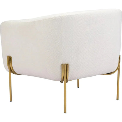 Micaela Arm Chair Ivory & Gold - LOOMLAN - Zuo Modern - Club Chairs