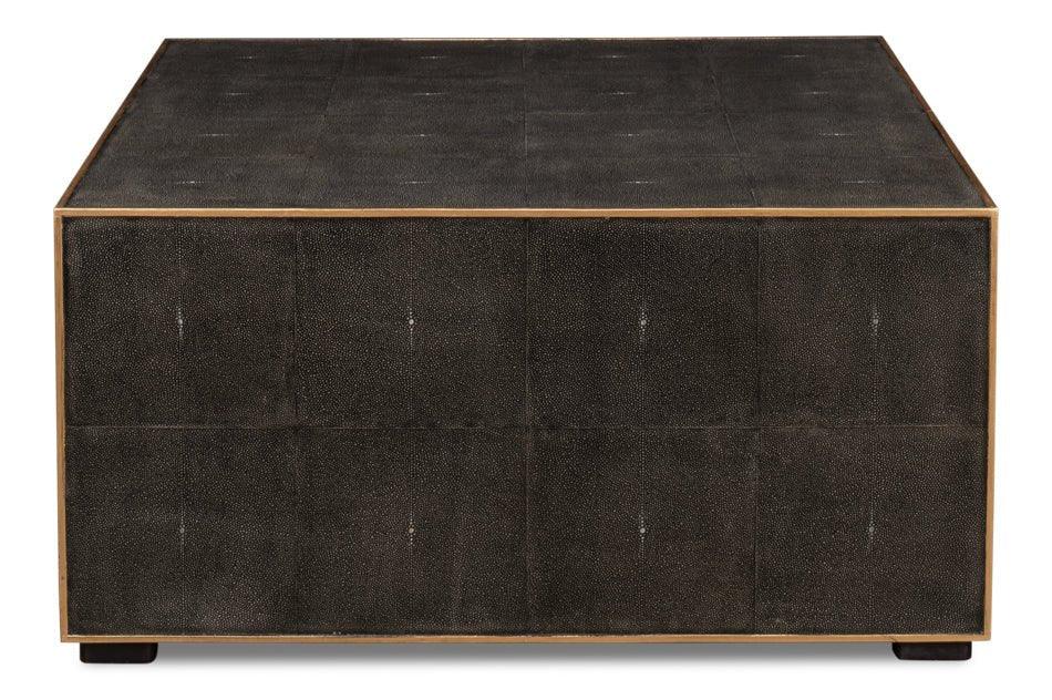 Midnight Embossed Leather Coffee Table - LOOMLAN - Sarreid - Coffee Tables