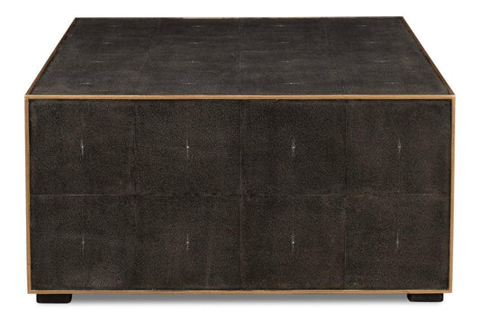 Midnight Embossed Leather Coffee Table - LOOMLAN - Sarreid - Coffee Tables