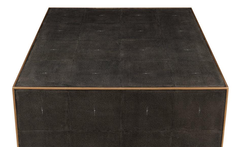 Midnight Embossed Leather Coffee Table - LOOMLAN - Sarreid - Coffee Tables
