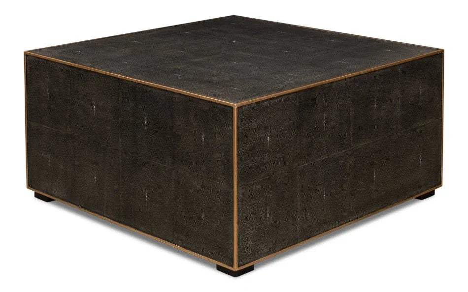 Midnight Embossed Leather Coffee Table - LOOMLAN - Sarreid - Coffee Tables