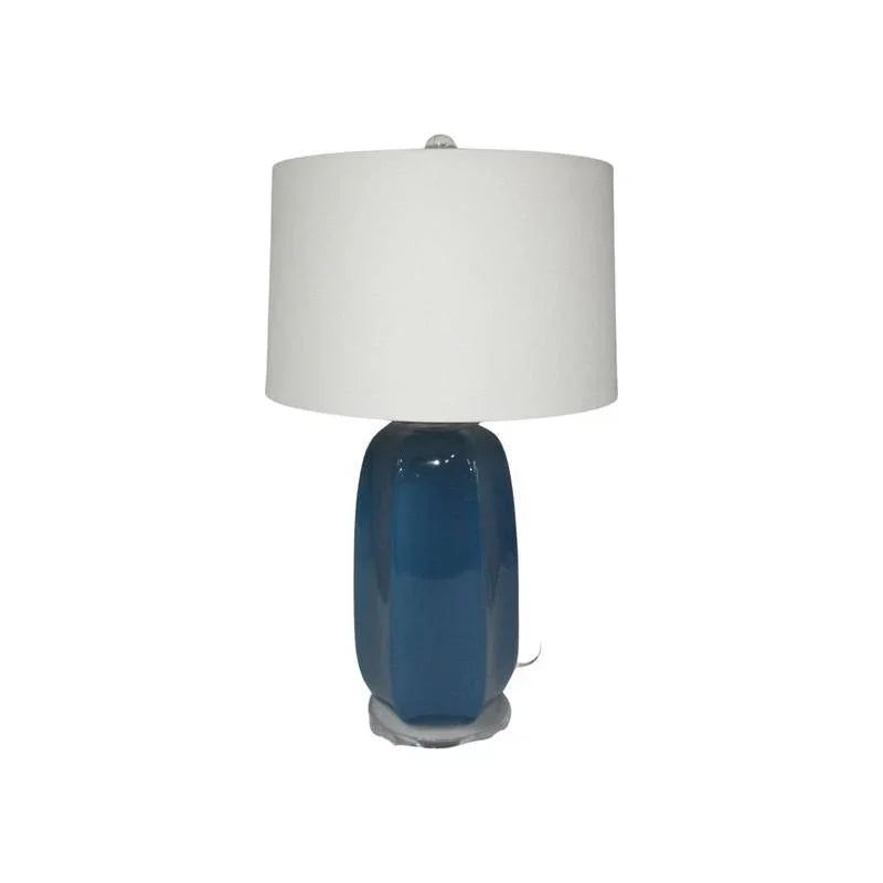 Midnight Topped Off - White Linen Shade Table Lamp - LOOMLAN - Wildwood - Table Lamps