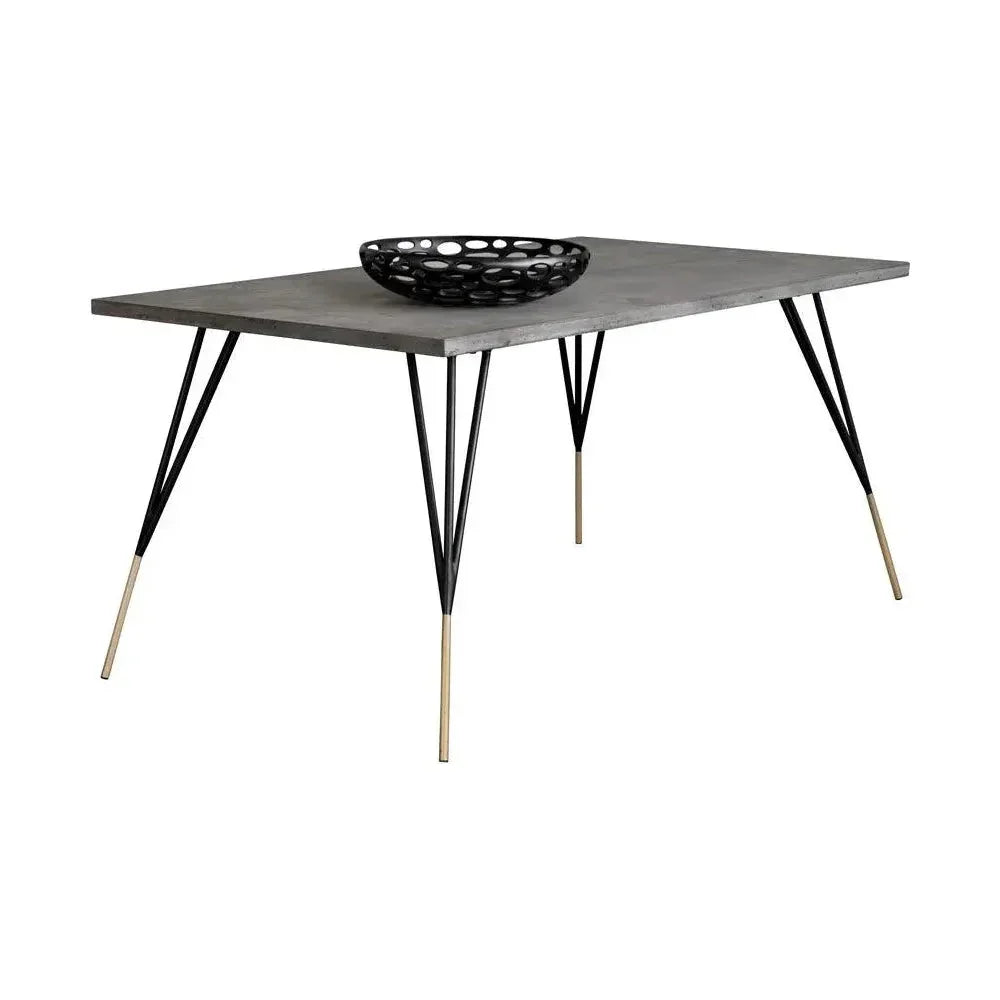 Midori Dining Table 59" Concrete Top Brass-Dining Tables-SUNPAN-LOOMLAN