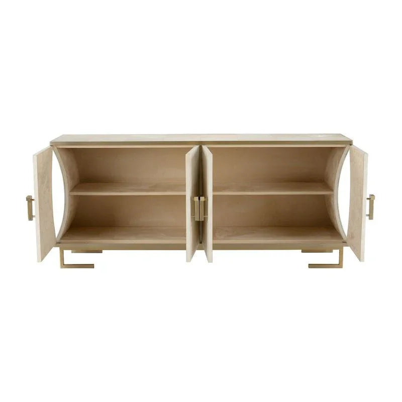 Mikami Brass Framed White Cabinet - LOOMLAN - Wildwood - Accent Cabinets