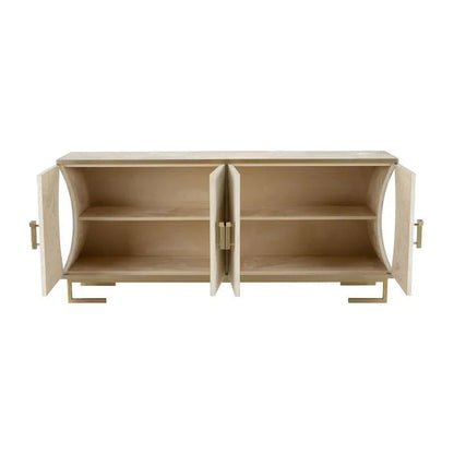 Mikami Brass Framed White Cabinet - LOOMLAN - Wildwood - Accent Cabinets