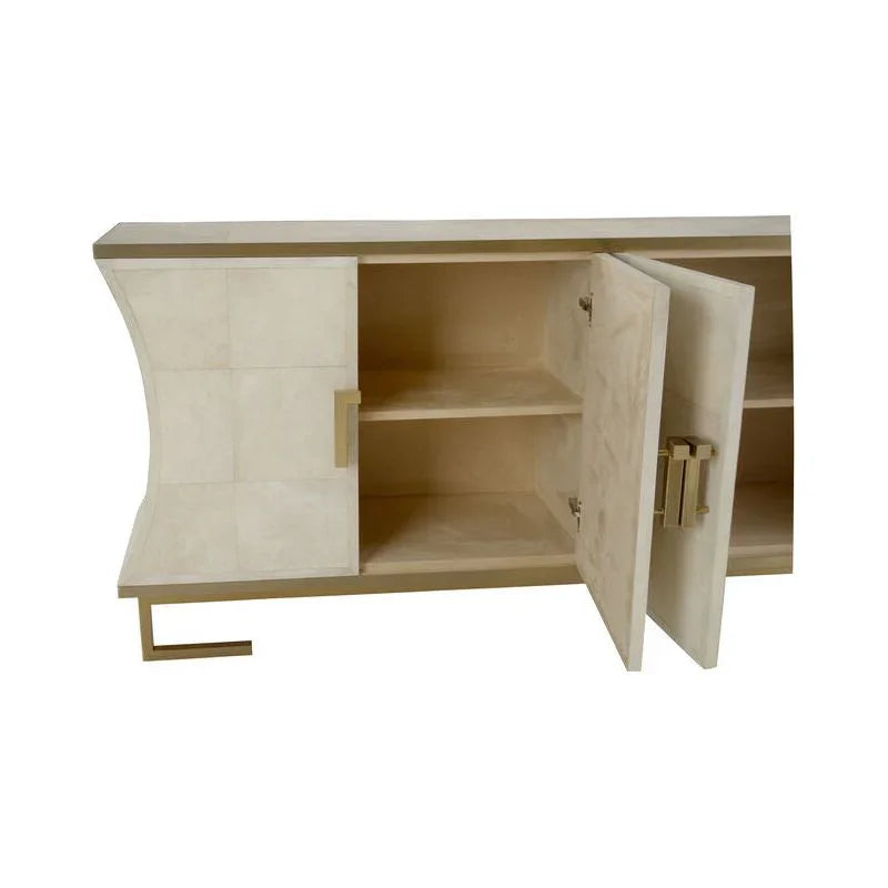 Mikami Brass Framed White Cabinet - LOOMLAN - Wildwood - Accent Cabinets